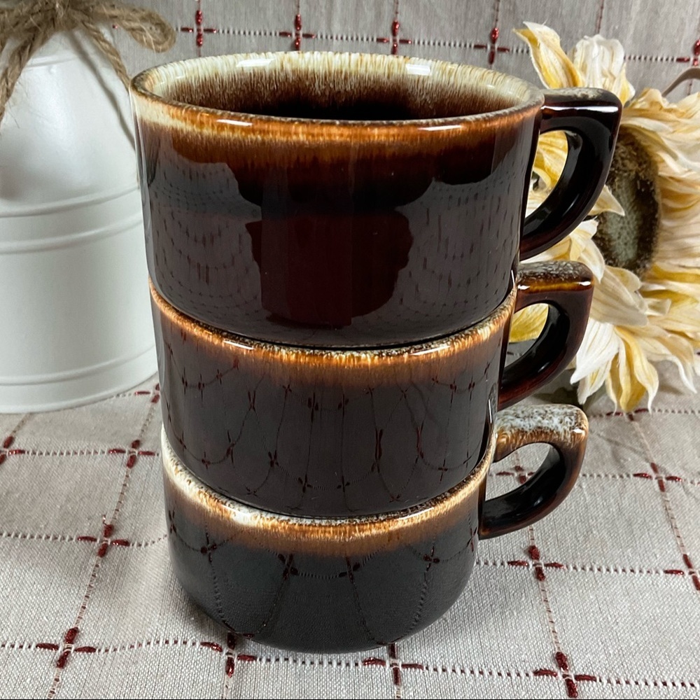Vintage Pfaltzgraff Gourmet Brown Drip Flat Mugs - Picture 7 of 7